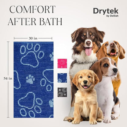 Delilah Home Drytek Dog Towel - Quick-Dry Pet Towel for Large Dogs, Ultra Absorbent & Odor-Resistant - Lightweight Sand-Resistant for Outdoor Bath, Grooming Supplies, Beach & Travel - 30x54 in - Navy