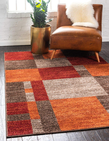 Unique Loom Autumn Collection Modern Contemporary Casual Abstract Area Rug, 5' 3" x 8', Multi/Dark Brown