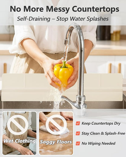 Kitchen Sink Splash Guard 18" Self-Draining Silicone Water Guard