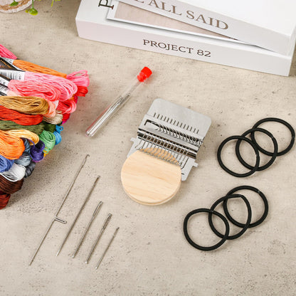 Knit Patch Kit PatchMaker 2.0, Mini Portable Patch Set with 50-Color threads, Darning Loom Kit for Repair Jeans/Socks,Weaving Loom for Visible Mending, DIY Artful Patterns(14 Hooks)