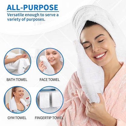 HOMERHYME Hand Towels, 12 Pack 25''*15'' White Microfiber Kitchen Bathroom Hand