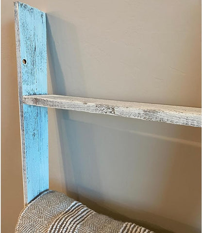 BARNWOODUSA Throw Blanket Ladder – Fully Assembled Reclaimed Wood – Rustic Decorative Ladder for Towels, Quilts, & More – Perfect Farmhouse Decor for Bathroom, Porch, or Living Room,5' x 18" White