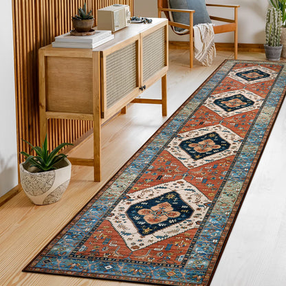 Lahome Boho Runner Rugs for Hallway 2x10 Extra Long Washable Non-Slip Hallway Rug Runner Low-Pile Stair Kitchen Carpet Oriental Throw Carpet for Entrance Bathroom Living Room Mat Foyer Adelyn