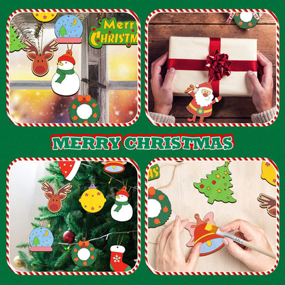 Christmas Crafts for Kids,36 Pcs Wooden Christmas Ornaments with Ropes for Hanging Decoration, 12 Styles Unfinished Wood Slices with Hole, DIY Ornament Craft for Boys & Girls Aged 5 6 7 8 9 10 11 12