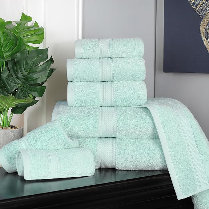SUPERIOR Egyptian Cotton Pile 8 Piece Towel Set, Includes 2 Bath, 2 Hand