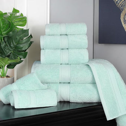 SUPERIOR Egyptian Cotton Pile 8 Piece Towel Set, Includes 2 Bath, 2 Hand
