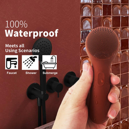 Silicone Face Scrubber, NågraCoola CLIE 2.0 Facial Cleansing Brush, Rechargeable, Waterproof Face Scrub Brush for Cleansing, Exfoliating, Massaging, Electric Facial Exfoliator for Women & Men - Black