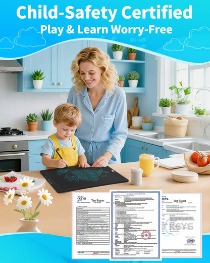 Magnetic LCD Writing Tablet for Fridge,16 Inch Large Drawing Tablet, Drawing Pads for Kids, Reusable Whiteboard for Fridge, Reusable Writing Board for to-Do Lists and Family Messages (Black)