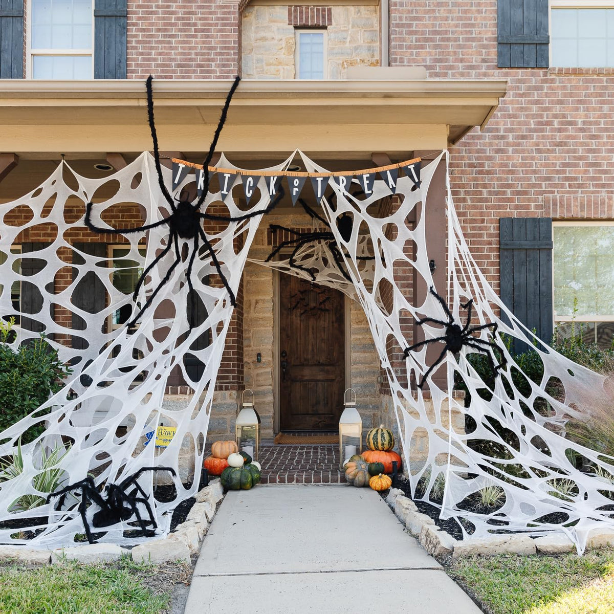 DAZONGE Spider Webs Halloween Decorations, Stretchy Halloween Beef Netting Spider Web, Spooky Spider Web Decorations for Haunted House