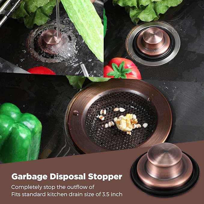 Mudder 3 Pcs Kitchen Sink Drain Strainer and Stopper Stainless Steel Garbage
