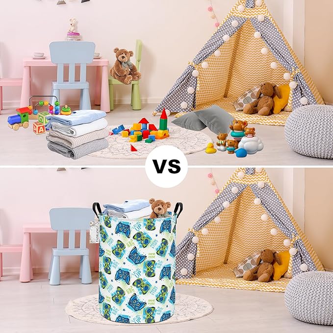 FANKANG Storage Basket, Nursery Hamper Canvas Laundry Basket Foldable