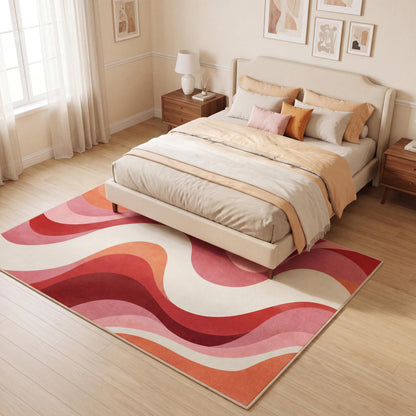 BreezeRise 5x7 Area Rugs for Living Room，Modern Abstract Pink and Terracotta Watercolor Design Rug，Non-Slip Washable， Bedroom, Dining Room, Home Office