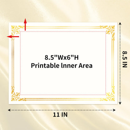 50 Sheets Certificate Paper for Printing,Gold Foil Metallic Border,8.5x11 inch Blank Award Certificate Paper,Laser & Inkjet Printer Compatible,For Office,Business Awards,School Diplomas（New Packaging）