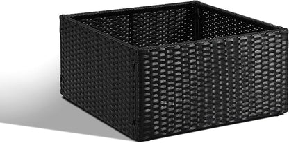 SUNNYPARK Mailbox Post Wrap Planter Box 24x24x12inch | Handmade All-Weather PE Rattan, Easy Assembly, Fits for 4x4 6x6 Posts, Flower Planter Box Decorative for Mailbox Post Outside