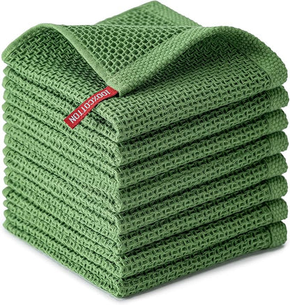 BOOMIBOO 8-Pack Kitchen Dish Cloths, 100% Cotton Waffle Weave, Ultra Soft