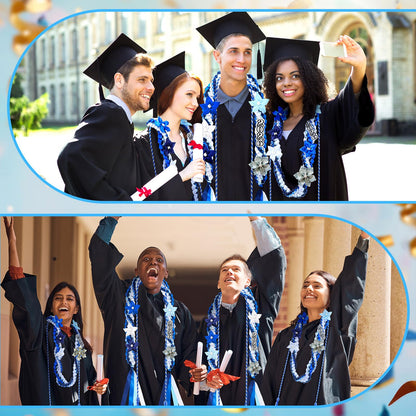 Craftsatin 2026 Graduation Money Leis with Honor Cord Class of 2026 Graduation Ribbon Money Leis Double Braided Handmade Necklace Kit for for High School College Grad Party Supplies(Blue White)