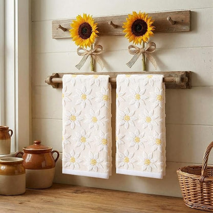 2 Pack Sunflower Hand Towels for Bathroom 14 x 29 in Spring Floral Flower