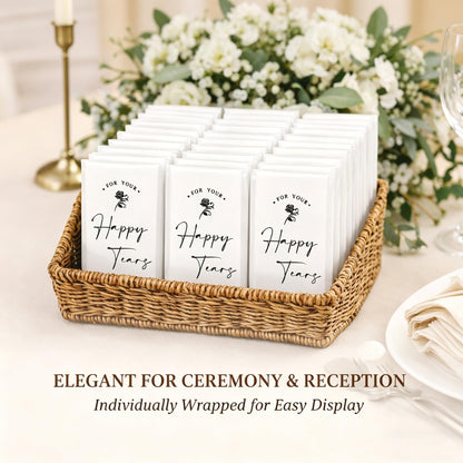 DORIS HOME Happy Tears Tissue Packs, 48 Count, 3-Ply Individual Facial Tissues for Wedding Guests, Ceremony, Reception, Bridal Shower