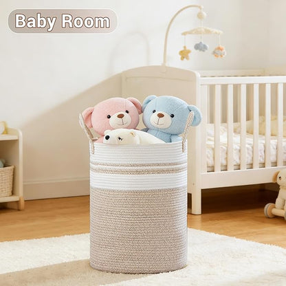 Tall Laundry Basket with Handles, 58L Portable Dirty Clothes Hamper, Boho