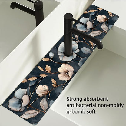 Bimkole 2 PCS Faucet Absorbent Mat, Kitchen Faucet Sink Splash Guard Wraparound