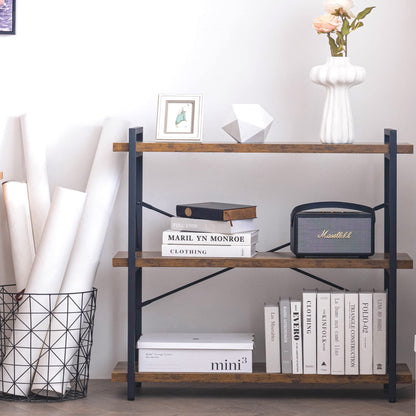 HCHQHS 3-Tier Industrial Bookshelf, 35" W x 12" D x 35" H