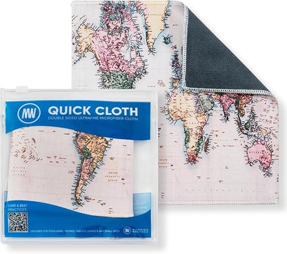 Quick Cloth Microfiber Glasses Cleaning Cloths – 8x8, World Map, 1 Pack