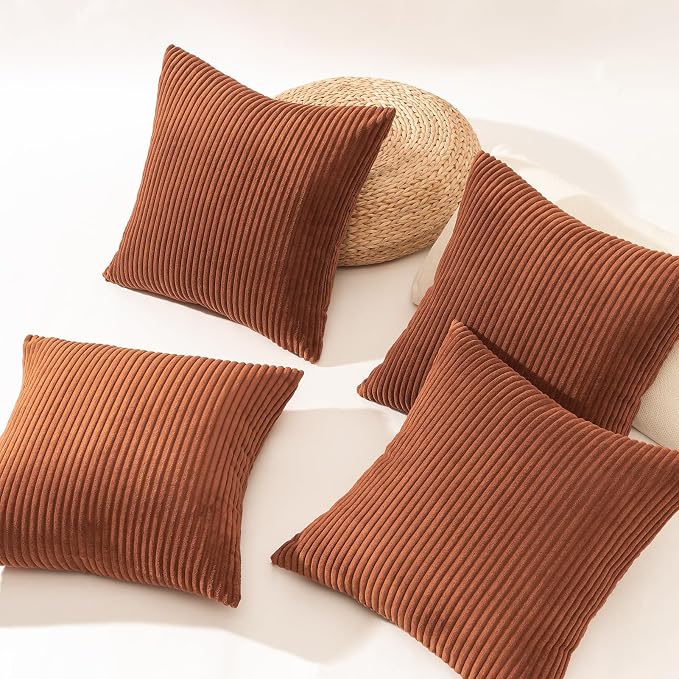 Topfinel Decorative Terracotta Throw Pillow Covers Cushion Cases, Set of 4 Soft Velvet Modern Double-Sided Designs, Rustic Home Decor, Pillow Inserts Not Included (16x16 inch)