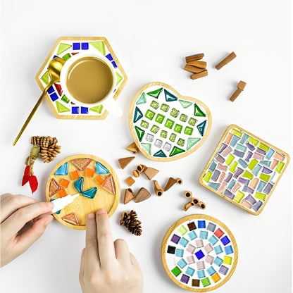 Bamboo Coasters Blank Mats for Crafts — 3.54 Inch DIY Mosaic Tile Base, Small Indoor Plant Coasters, Reusable Eco-Friendly Design (10 Pcs Square)