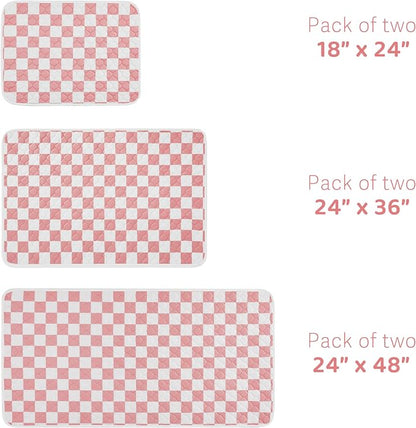 2 Pack Pink Checkered Washable Pee Pads for Dogs, Checkered Reusable Dog Pee Pads, for Puppy Playpen, Crate, Whelping Box, Potty Training, Cute Aesthetic Absorbency, Leak-Proof Non-Slip