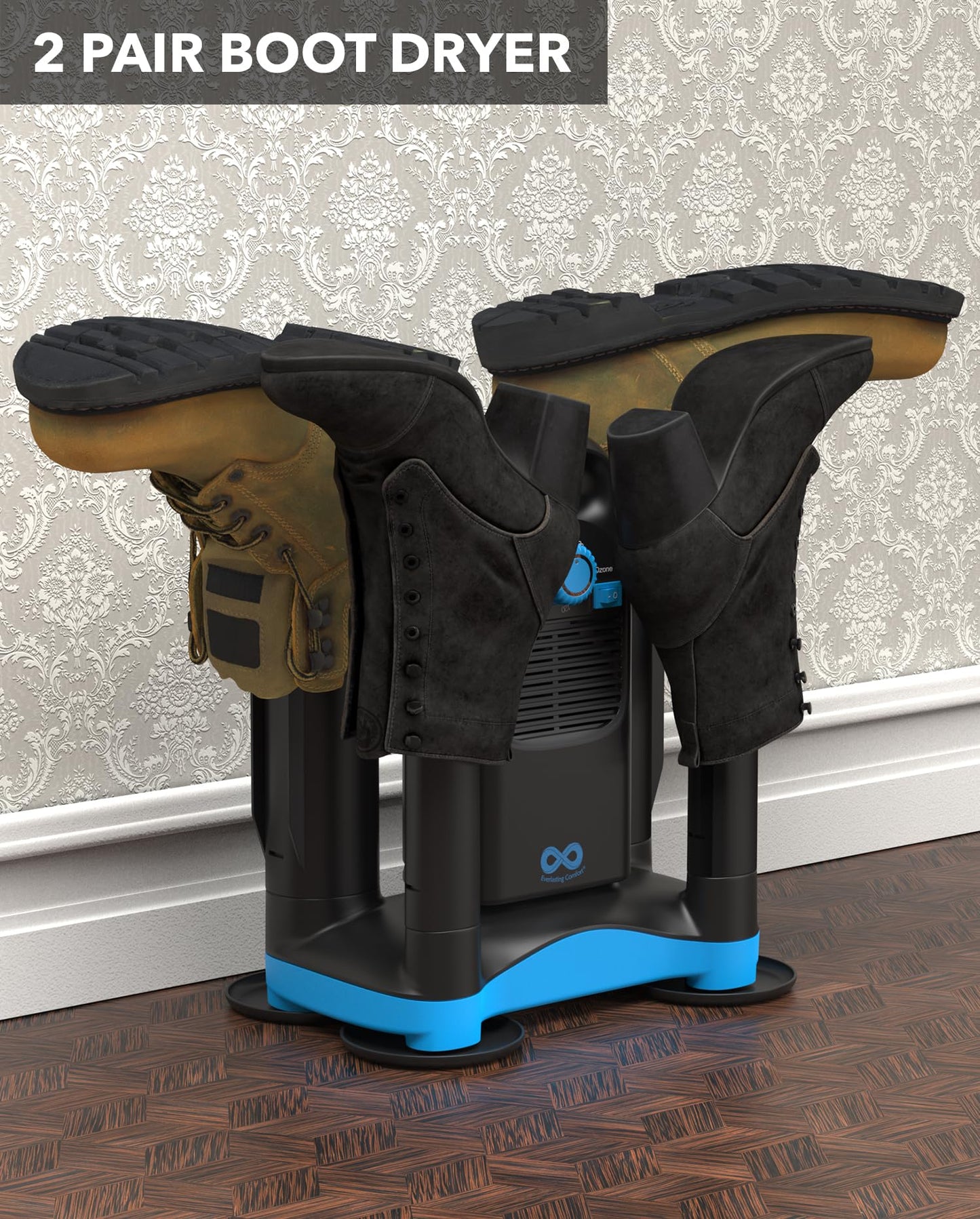 Upgraded Boot Dryer for Work Boots with Ozone Deodorizer- Easy to Use Compact Boot Warmer - Fast Drying Shoe Dryer for Sneakers, Gloves, Adjustable Drying Tubes, Ski Boot Warmers/Dryer (2 Pair Model)