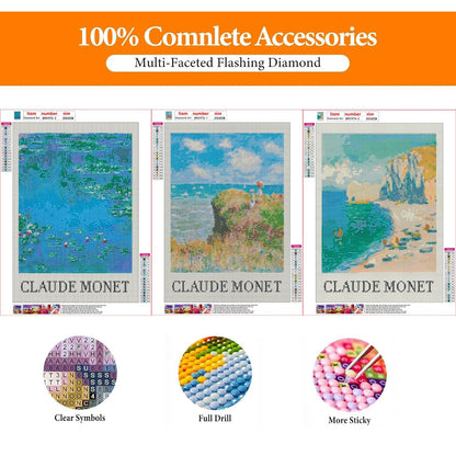 GOUOYANA Diamond Art Kits for Adults - 3 piece, Full Drill Landscape Diamond Painting Kits for Beginners, DIY Full Rhinestone 5D Diamond dots (Gemstone Craft), Home Wall Decoration (12x16 inch)