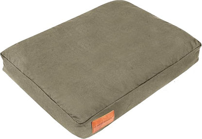 WHITEDUCK Outdoor Dog Bed Heavy-Duty 12oz Canvas, Water-Repellent Cotton, Machine Washable Removable Cover with Full-Length Zipper, Dog Bed for Large Dogs & Crate, (Olive) 41" Lx33 Wx4.3 th (XL)