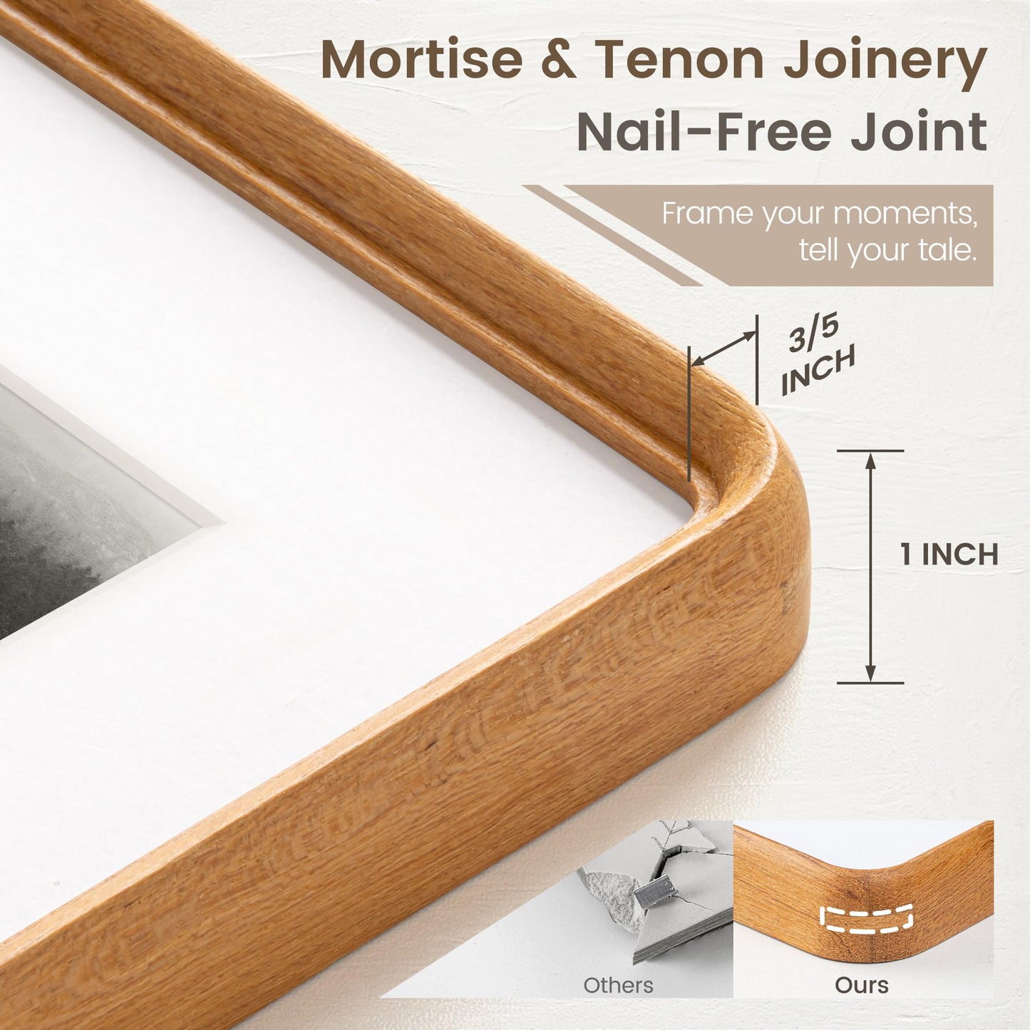 11x17 Picture Frame, USA-Sourced Natural Teak Wood Photo Frame with Tempered Glass, Handcrafted Rounded Corner 11 x 17 Wooden Frame Matted to 8x12 Photos, Wall or Tabletop Display
