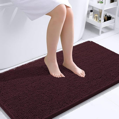 OLANLY Large Bathroom Rugs 40x24, Extra Soft Absorbent Chenille Bath Rugs, Rubber Backing Quick Dry, Machine Washable Bath Mats for Bathroom Floor, Tub and Shower, Home Decor Accessories, Black Cherry