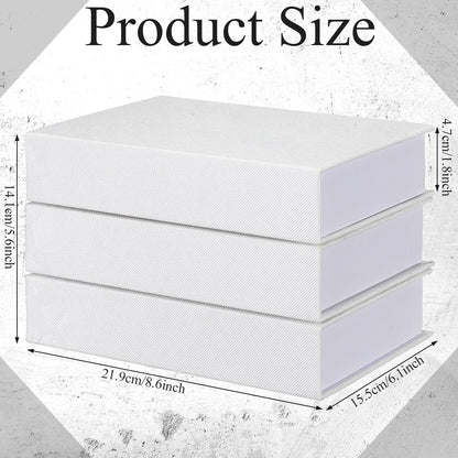 Tioncy 3 Pcs Fake Book Box Neutral Linen Book Box Decorative Faux Prop Storage for Farmhouse Home Decor shelf Table Card Photo DIY Keepsake Gift(8.6 x 6.1 x 1.8 Inch,White)