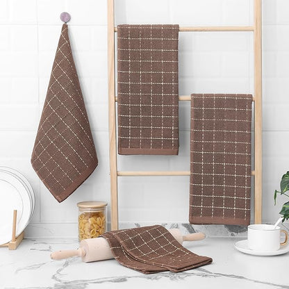 Homaxy 100% Cotton Terry Kitchen Towels, Checkered Designed, Soft and Super