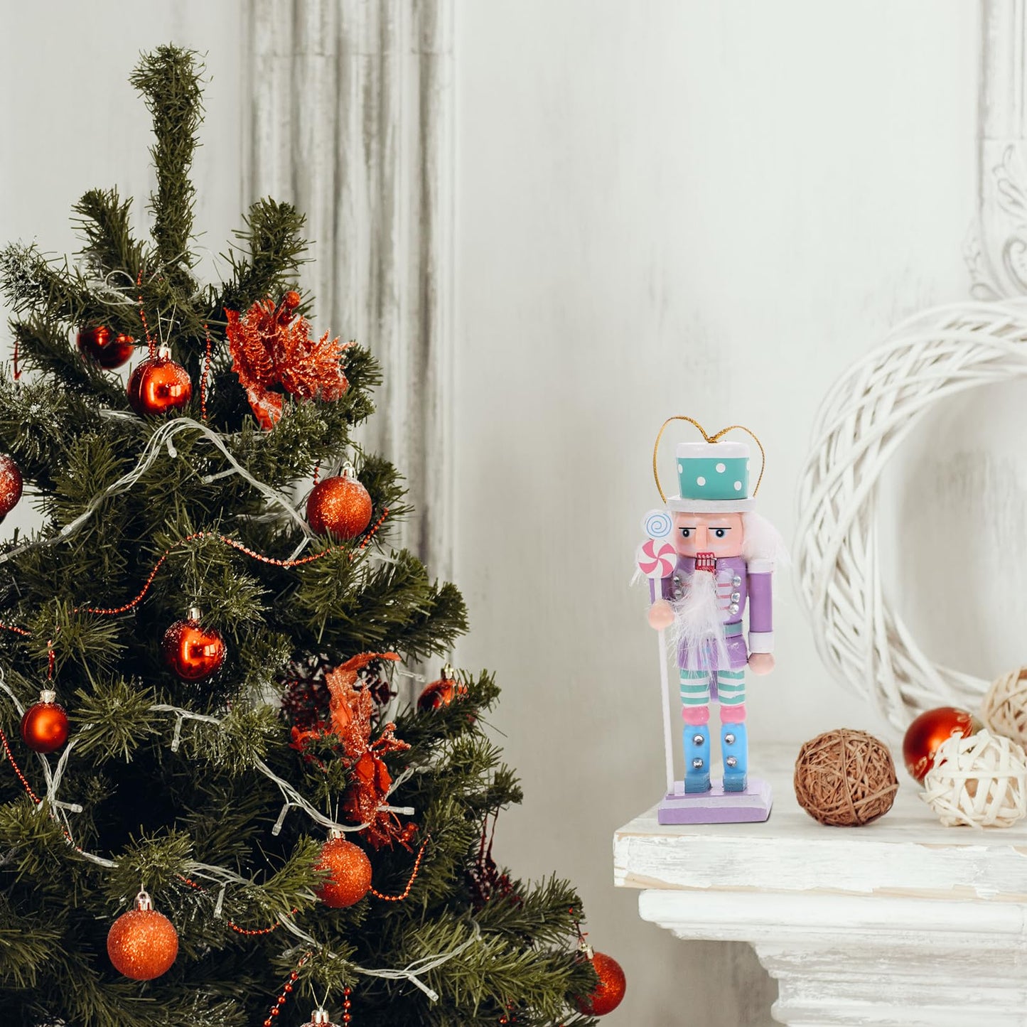 Homoyoyo 4.72Inch Candy Wooden Soldier Nutcracker 4pcs Nutcracker Christmas Decor Figurines Pastel Nutcracker Decor Christmas Nutcrackers Ornaments Set for Christmas Tree Party Supply
