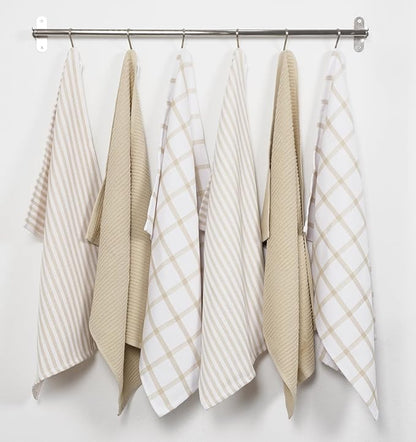 KAF Home Premium Kitchen Towels, Large 100% Cotton, Flat & Terry Absorbent Dish