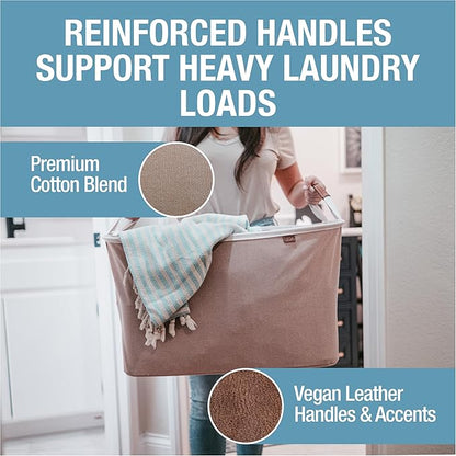 CleverMade Collapsible Laundry Basket LUXE 2 Pack – 60L Foldable Cotton Blend