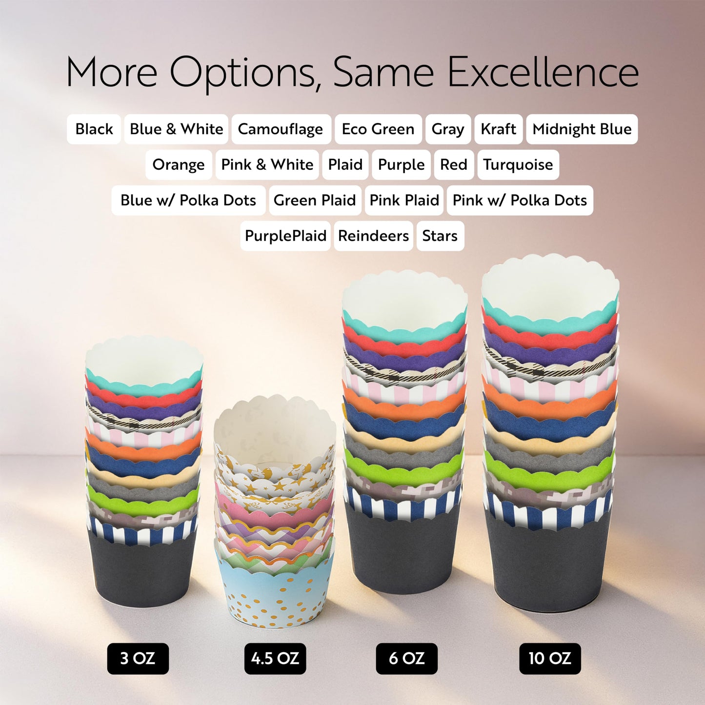 Restaurantware Panificio 4.5 Ounce Baking Cups 50 Disposable Paper Baking Cups - Greaseproof Oven-Ready White Paper Muffin Liners Microwavable Gold Star Print