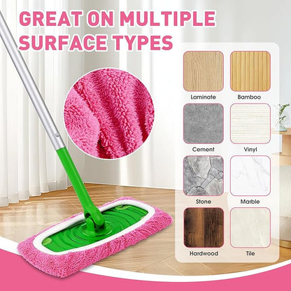 8Pcs Pink Reusable Mop Pads, Microfiber Mop Pads Compatible