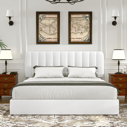 VECELO Queen Size Upholstered Bed Frame with 4 Drawers and Headboard, Velvet Platform Storage Bedframe, Wooden Slats Support, No Box Spring Needed,Snow-White