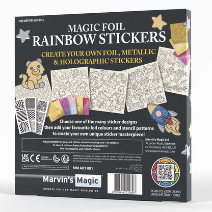Marvin's Magic - Magic Foil Rainbow Stickers - Foil, Metallic & Holographic - Magical Art Supplies - 150 Stickers & More
