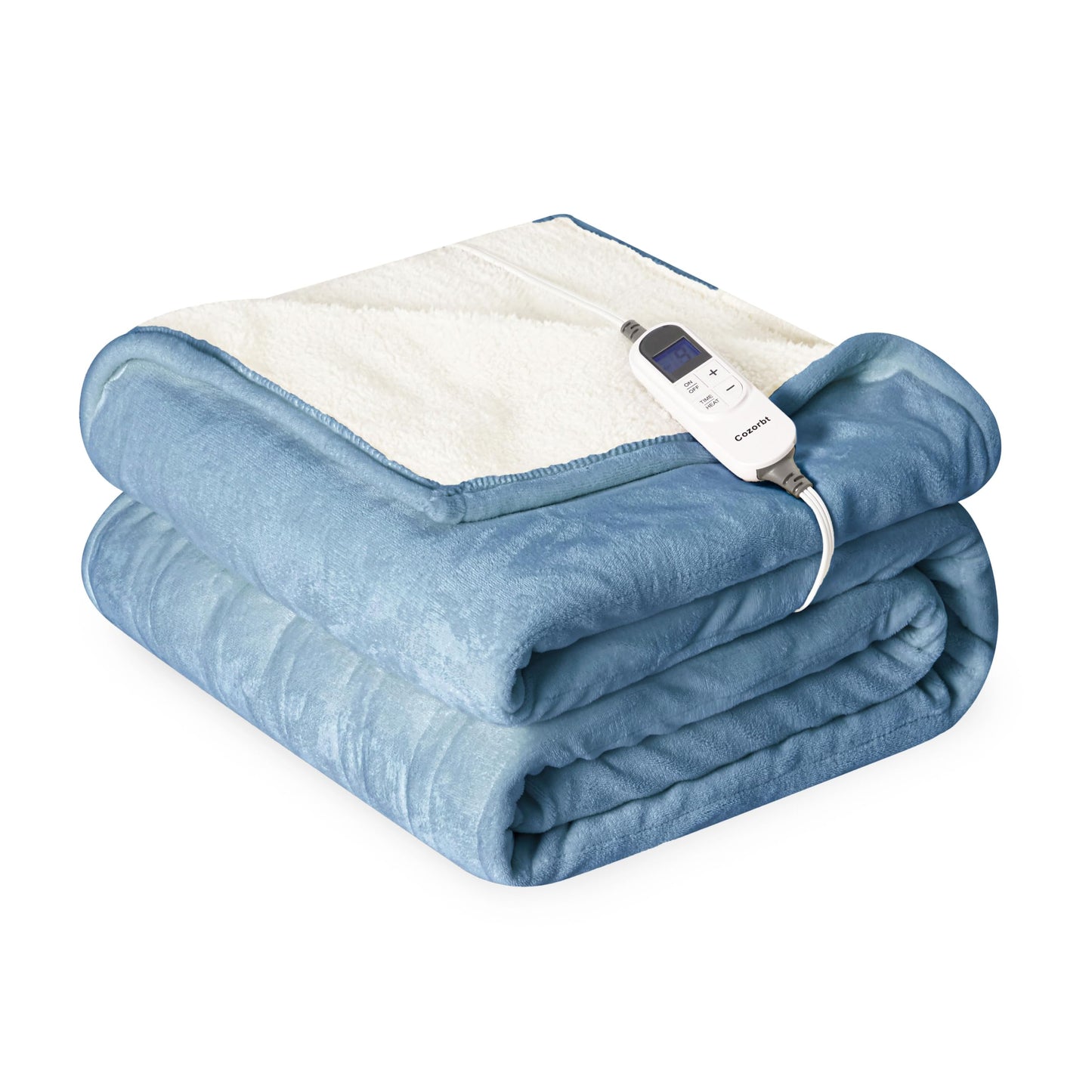 Heat Blanket 50”x60” Throw,Soft Flannel & Sherpa Reversible Electric Blanket with 10 Heat Settings,12 Timer Setting and 3 Hours Auto-Shut Off,ETL Certified Machine Washable,Light Brown