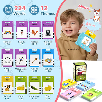 Talking Flash Cards for Toddler, Learning Montessori Toys with 224 Sight Words, Pocket Speech for Toddlers Therapy Toys, Children's Sensory Preschool Learning Educational Birthday