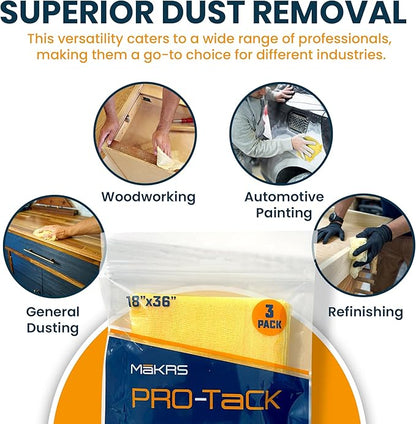 MāKRS 18" x 36" Pro-Tack Tack Cloth, Remove and Trap Dust Particles, 100% Cotton