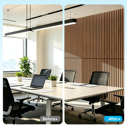 Art3d 4-Pack 47x23.6 Inch Acoustic Panels with Wood Slat Design - Soundproof Wall Panel for Office, Gaming Room & Studio, Ideal for Streamers, Home Workers & Recent Movers, Walnut