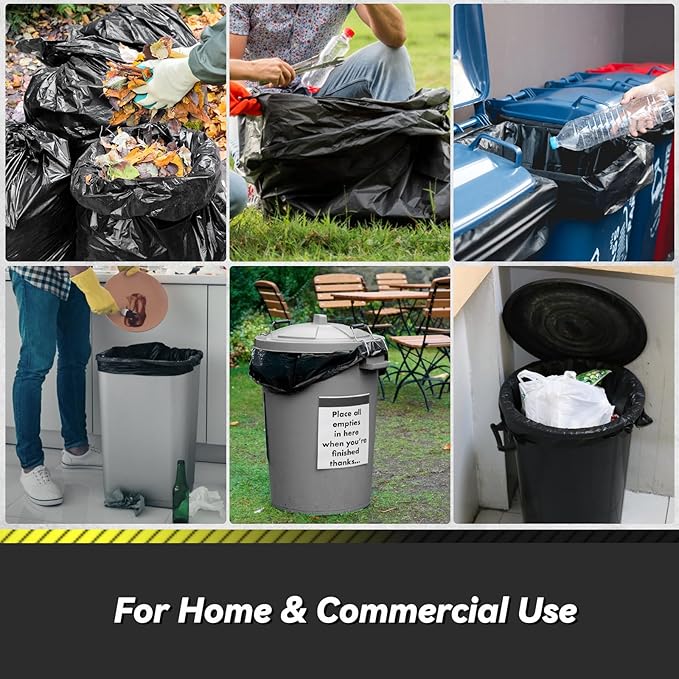 100 Count 55-60 Gallon Trash Bags, Sturdy & Tear-Resistant Commercial Can