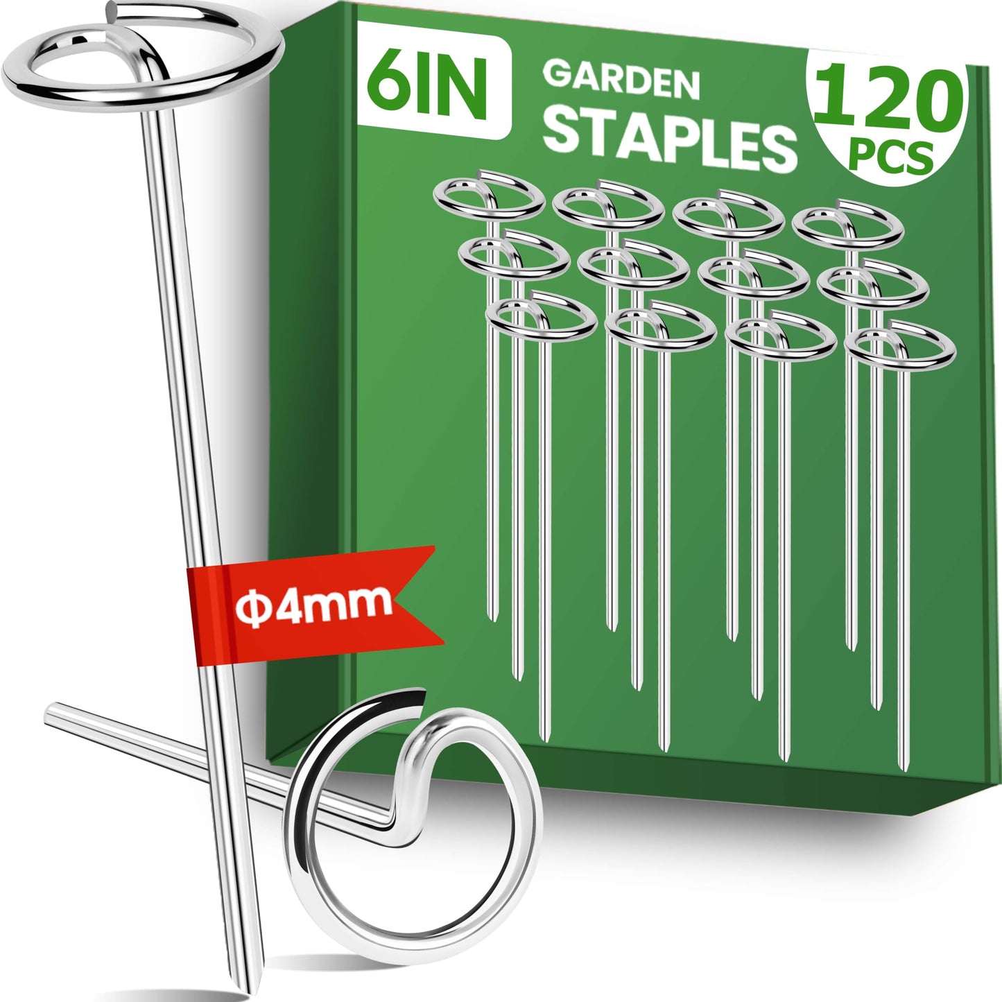 6 Inch Landscape Staples, Weed Barrier Fabric Stakes, Garden Pins (120pcs)
