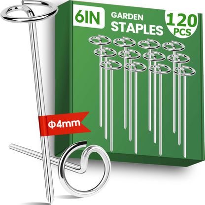 6 Inch Landscape Staples, Weed Barrier Fabric Stakes, Garden Pins (120pcs)